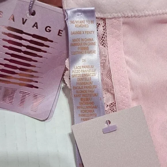 Savage X Fenty Floral Lace Bralette Racerback Pink/ Black Bra 1X NWT - Picture 9 of 17